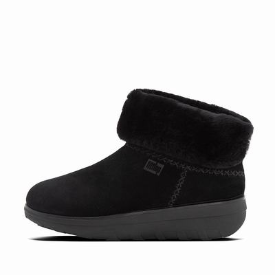 Fitflop Mukluk Shorty Shearling Lined Suede - Hausschuhe Damen - Schwarz (QVF461793)